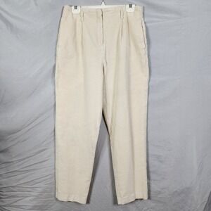 Vintage TALBOTS Size 12 Bandless High Rise Winter White Corduroy Chino Pants EUC